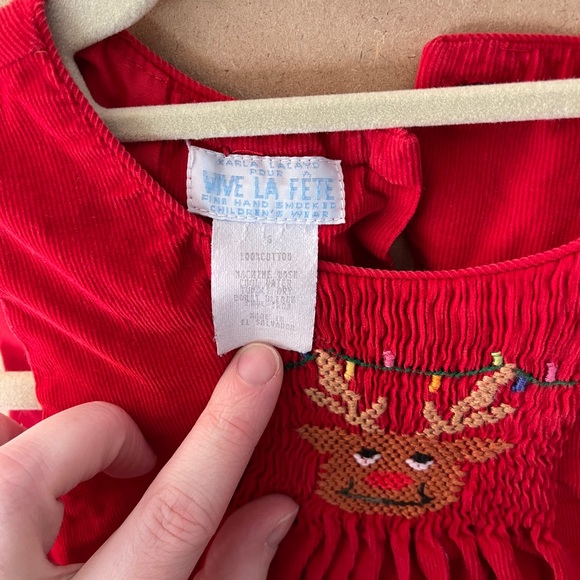 Vive La Fete Smocked Christmas Dress 6 - Picture 3 of 5